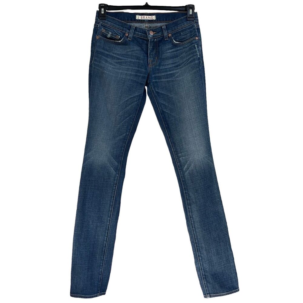 J Brand SZ 27 Pencil Leg Jeans Cypress Wash Whiskered Low-Rise 5-Pocket Blue